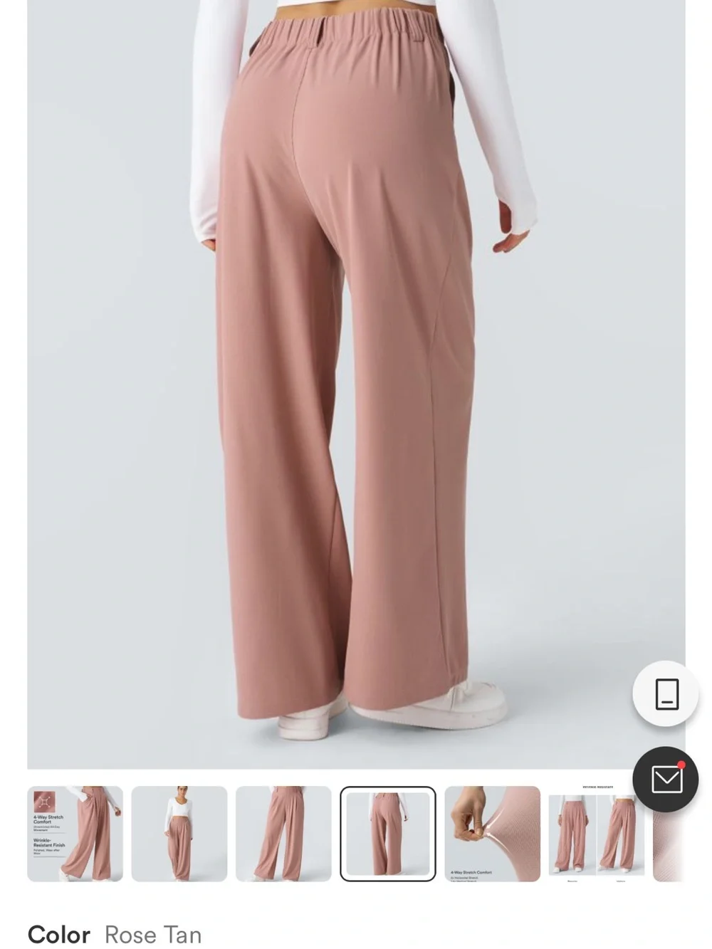 Halara Wide Leg waffle Pull-On Pants in Rose Taupe - Picture 3 of 7